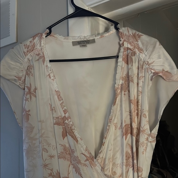 All Saints Pink and White Ruffled Wrap Sundress size 6 - Picture 3 of 8